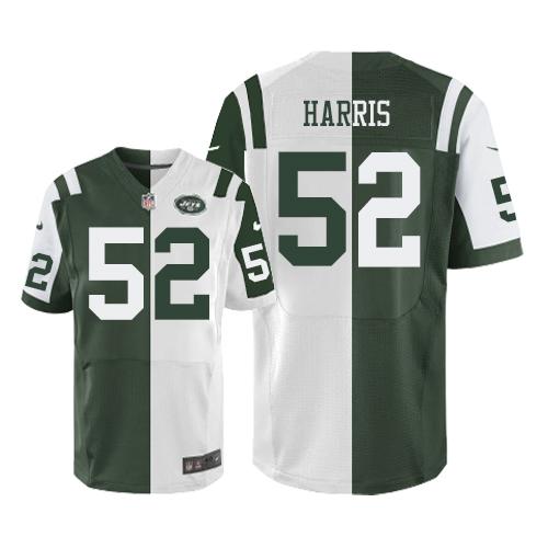 Nike Jets #52 David Harris Green/White Men's Stitched NFL Elite Split Jersey